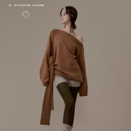 o cloche code_羊绒绑带斜肩毛衣