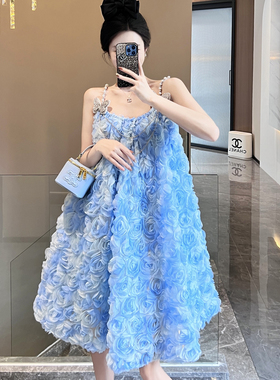 IFAY BY FAYE 官方授权25春夏新款 满钻蝴蝶玫瑰花吊带裙