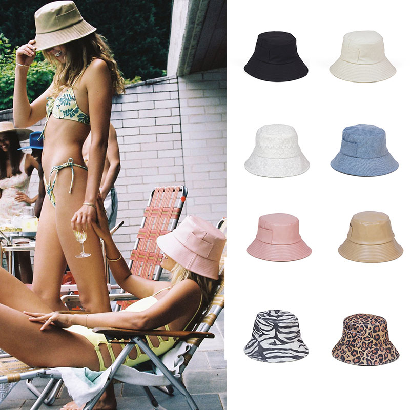 黑白豹纹斑马纹同款渔夫帽蕾丝