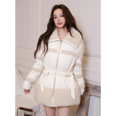 时尚 Maison Wester25秋季 拼接收腰羊羔毛羽绒服
