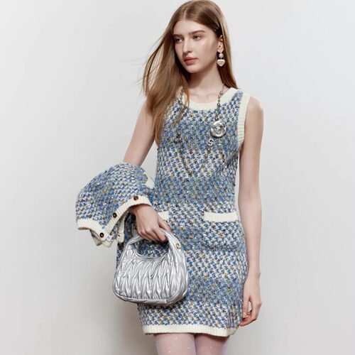 ROCHAROMA2025秋冬 花纱针织上衣花纱针织无袖连衣裙