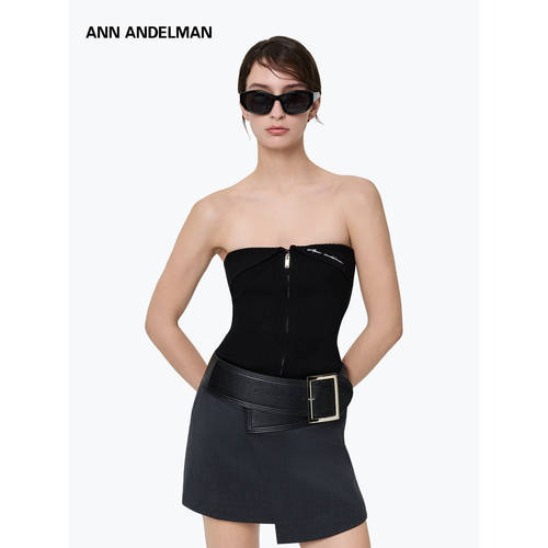 ANN ANDELMAN拉链毛织抹胸设计感显瘦针织开衫上衣木兰官方授权