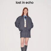 echo早秋新款 lost 宽松拉链飞行夹克保暖鸭绒羽绒服短外套