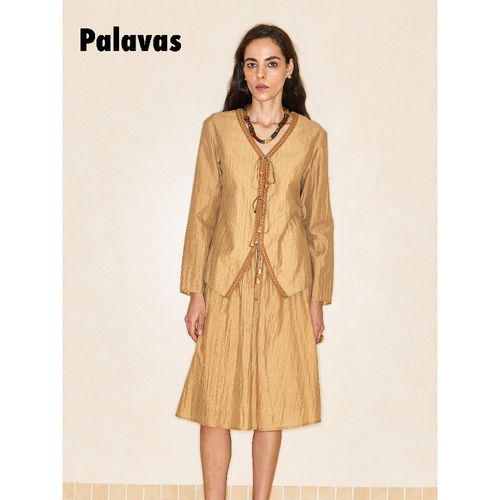 【直播】PALAVAS新品金岩山麓系带上衣长袖小众百搭女设计感小众