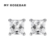 Rosebar原创设计简约系列Blake镶嵌锆石镀白金耳针耳饰耳钉女