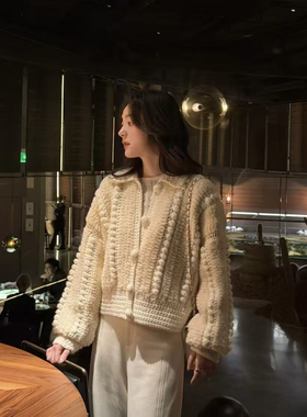 【现货】NONETONE 25AW秋冬 羊驼毛手钩编织洛可可风钩针外套