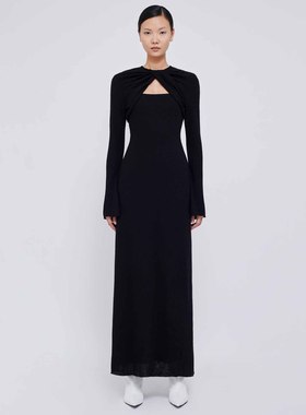 【清货折外套S】越南CHATS by C.DAM 织物褶皱⾦属纽扣连⾐裙