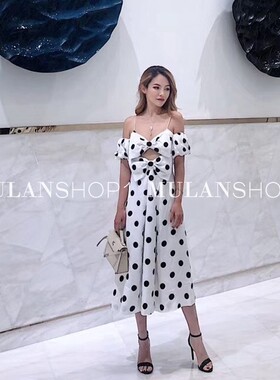 【清货折】LAMITIE设计师2J春夏新品白色吊带蝴蝶结镂空连衣裙