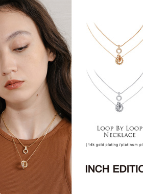 INCH EDITION 官方授权2F新款环环相扣-双环双层项链百搭
