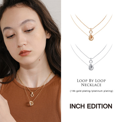 INCH EDITION 官方授权2F新款环环相扣-双环双层项链百搭