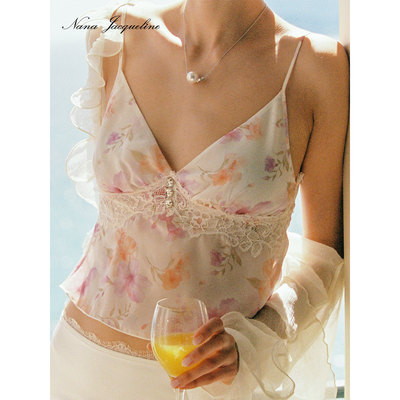 Nana Jacqueline 26SS 蕾丝印花吊带套装女气质度假风上衣配半裙