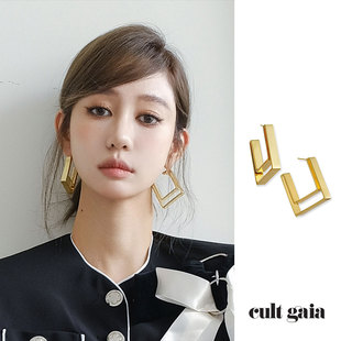 国现 Cult Gaia 正品新款宴会夸张耳饰气质高级几何方形耳钉