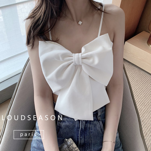 蝴蝶结吊带女外穿性感短款小上衣