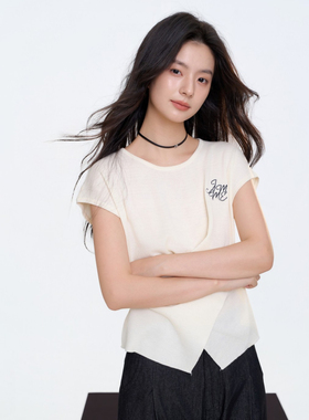 Aimme sparrow25FW W白色刺绣褶皱短袖上衣