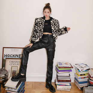 Guizio黑口袋机能高腰长皮裤 Danielle 黑GCDS外套 清货折