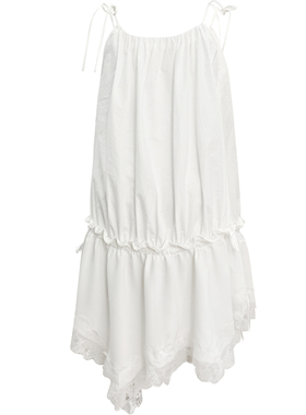 SIEW2025SS 甜美抽绳两穿花苞桑蚕丝吊带连衣裙