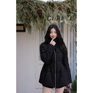 黑色亮闪收腰羽绒服 25AW GUO JINGYI