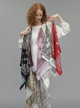 虞书欣同款 Vena Label 25SS复古腰果花小方巾女士服装配饰丝巾