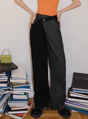 【5折】C/meo Christopher Esber 澳洲设计师拼色不对称腰牛仔裤