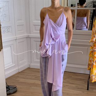 【清货折】ACLER年春夏新款淡紫色垂感设计V领吊带上衣女