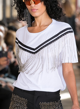 【清货折XS】Each X Other2J新款时尚圆领流苏链子装饰T恤