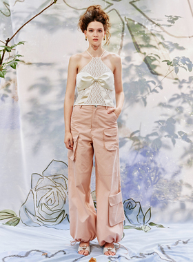 【清货折】LUMING ROOM 2024春夏新缎面蕾丝蝴蝶结拼接背心多口袋