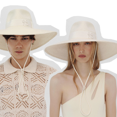 设计师春夏白色大檐度假草帽