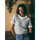 WITH 上衣 Sabine针织百搭花朵短袖 HER 25AW