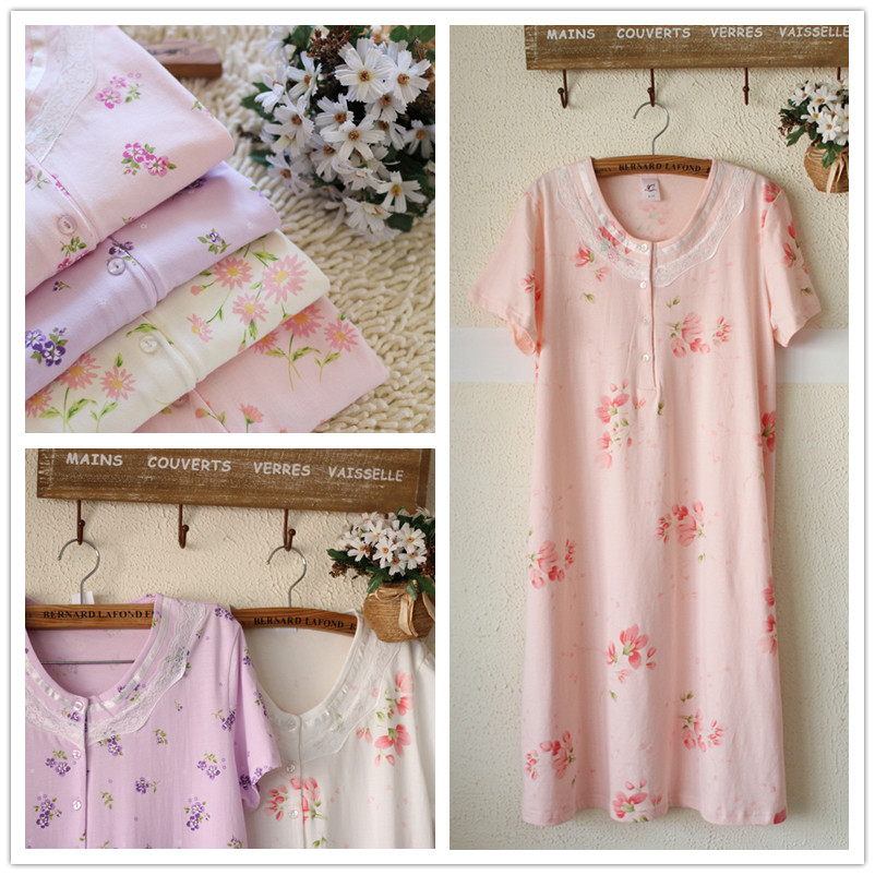 全棉加肥加大码短袖睡裙夏季新品