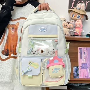 日系ins风双肩书包初中女生高颜值多巴胺大容量痛包高中生女背包