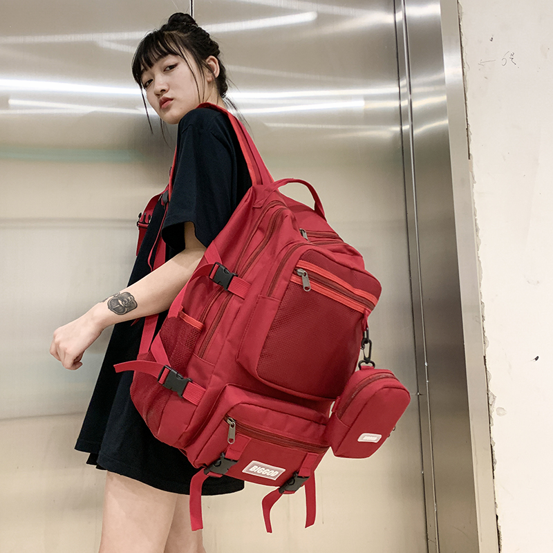 3大容量中学生书包结实初中生双肩包女2021新款防水高中生时尚背包