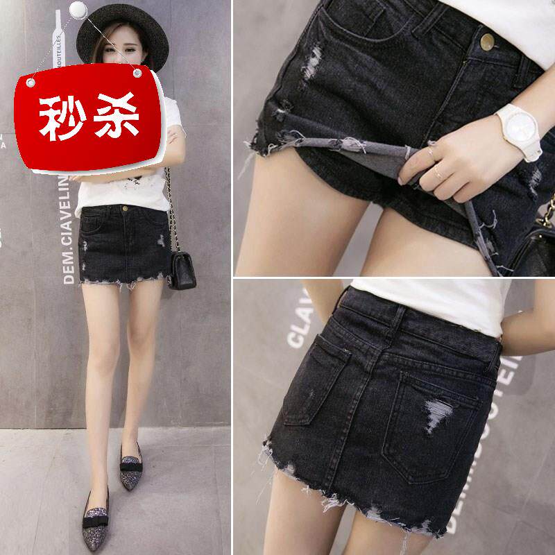 韩版新款破洞牛仔短裙裤女春夏季修身a字裙a毛边包臀防走光半身裙|msdalam kategori Butik wanita / wanita, skirt - dari Buy2taobao.com untuk memberikan perkhidmatan ejen Taobao profesional membeli