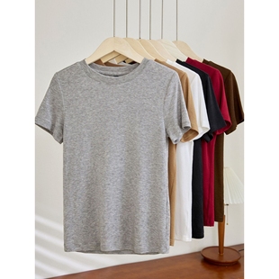 高品质天丝羊毛面膜t恤女薄款 莱赛尔圆领氛围感正肩上衣 夏季 新款