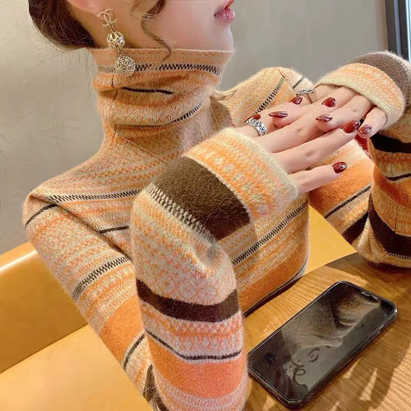 绿色其他高领毛衣晶巴茵套头