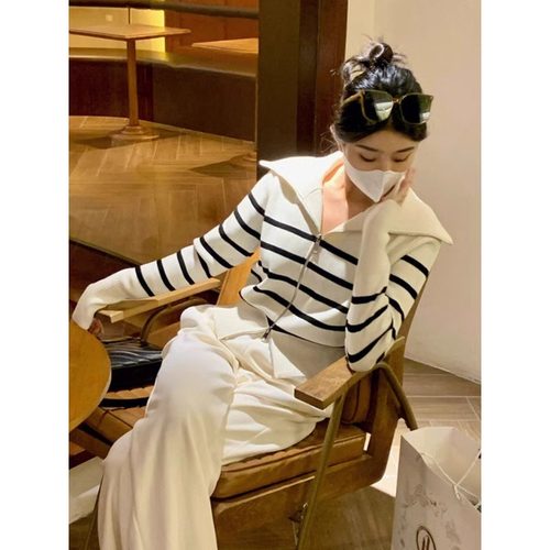 晶巴茵其他拉链翻领开衫