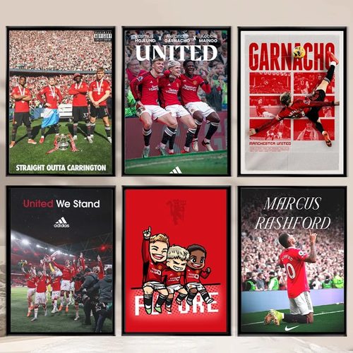 曼联球员红魔装饰画海报足球挂画铝合金球迷现代艺术酒吧客厅