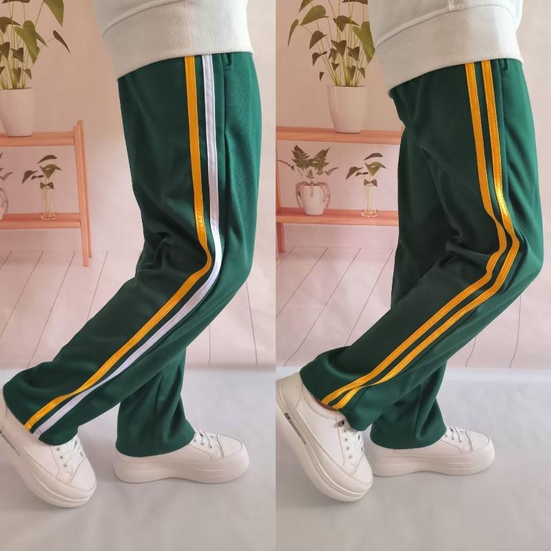 墨绿色校服裤白杠中小学生运动裤