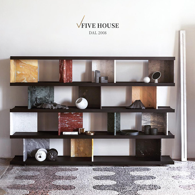 意式极简书架隔断展示架实木落地架子后现代意大利设计师书房书柜