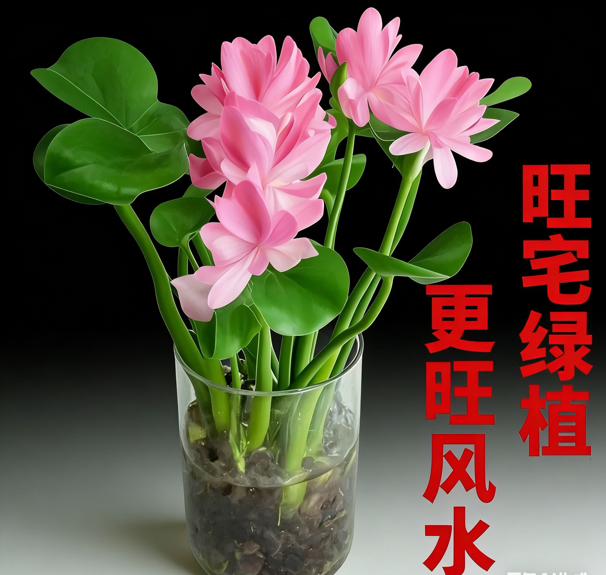 四季净化客厅办公室水培植物水养懒人水培植物名贵花圆形招财进宝