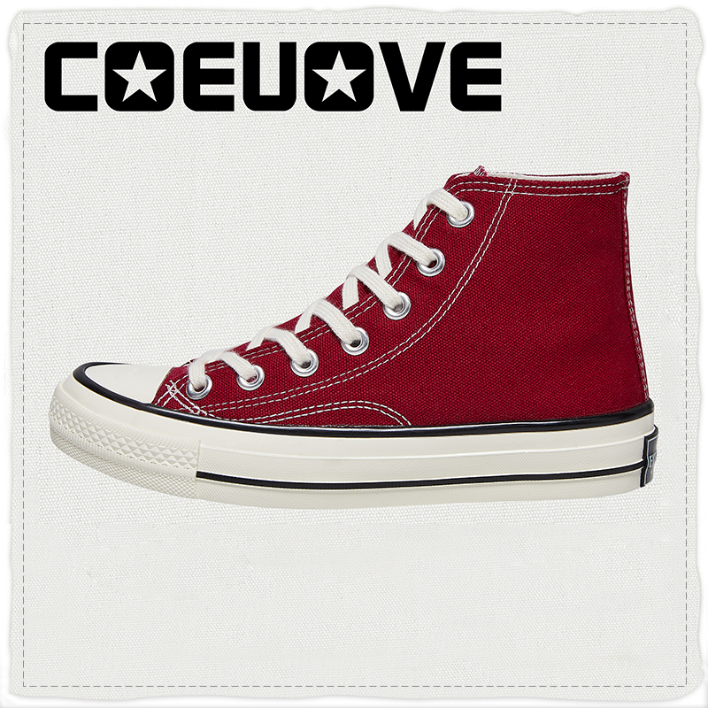 COEUOVE经典款酒红高帮帆布鞋