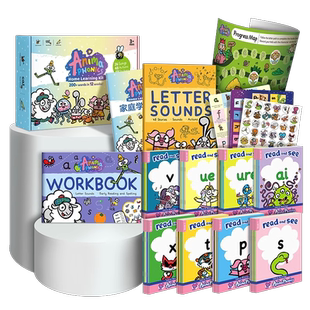 盖世童书 Anima Phonics自拼动物城家庭学习套装 可点读 英文26个字母音素发音英国学校拼读教材教具自然拼读启蒙发音学习神器