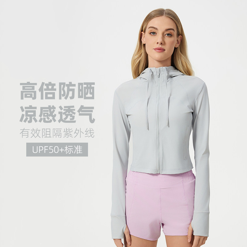 原厂运动风衣外套女速干跑步骑行瑜伽健身服上衣轻薄连帽防晒衣