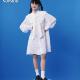 NOPMOB 连衣裙 衬衫 奶油小墩 领带蝴蝶结娃娃领白色小个子宽松长袖