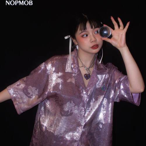 NOPMOB宽松亮闪闪短袖衬衫
