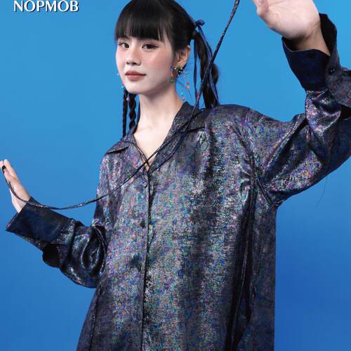 衬衫暗黑闪光长袖NOPMOB宽松