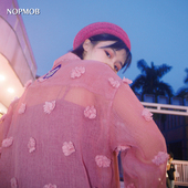 NOPMOB原创复古衬衫 女透气长袖 夏立体花朵粉红纯色透明防晒上衣