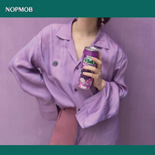 NOPMOB 新款 葡萄汽水偏光人鱼姬亮闪闪光宽松慵懒衬衫 女21秋冬季