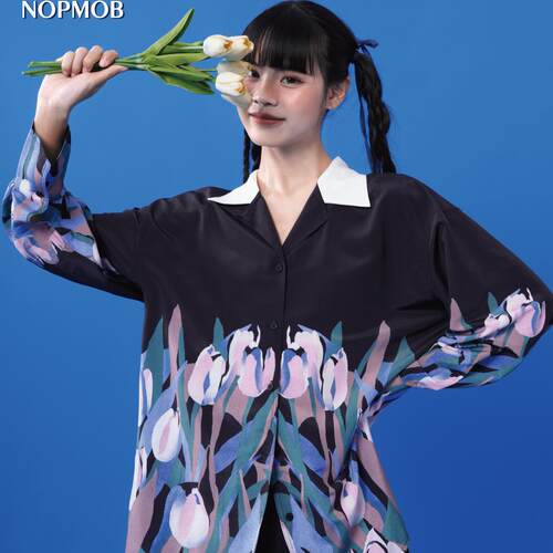 长袖衬衫NOPMOB郁金香印花港风