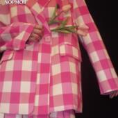 莓果曲奇 粉色格子原创复古设计感时髦宽松西装 外套装 NOPMOB 新款
