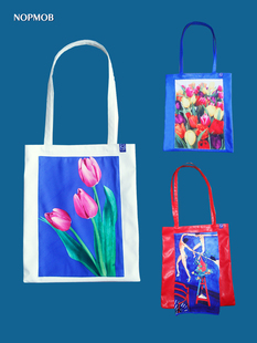 NOPMOB皮囊商店 小众文艺马蒂斯油画PU皮质托特包环保购物袋男女